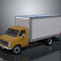 Yellow Cab Box Truck With White Cargo Box And Smooth Exterior Design