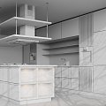 Modern Cabinet Kitchen Linear Island Modern 3d model