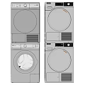 Silver Stacked Front Loading Washing Machines With Modern Control Panels And Sleek Design 3d model