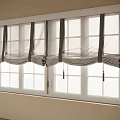 White Sheer Pleated Curtains With Gray Decorative Ties For Modern Indoor Window