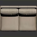 Beige Upholstered Two Seater Sofa With Wooden Legs And Modern Design
