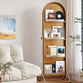 Modern Log Bookshelf Mobile Floor Fitting Mirror Magazine Rack Decorative Rack 3d model