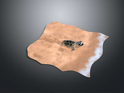 Reptile Turtle Crawling On Sandy Beach Near Water Edge In Natural Habitat 3d model Reptile Turtle Crawling On Sandy Beach Near Water Edge In Natural Habitat 3d model