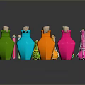 Colorful Polygonal Glass Bottles With Wooden Stoppers For Household Use