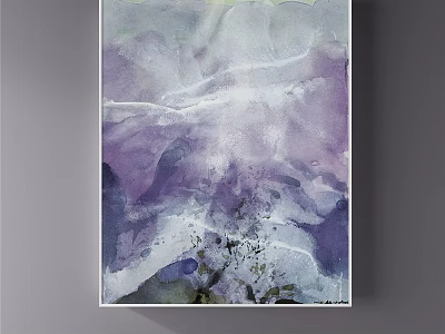 Soft Abstract Painting With Purple White Watercolor Fluid Blended Artistic Textures 3d model