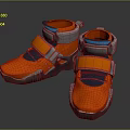Orange Functional Shoes with Silver Metal Parts and Blue Accents for Daily Use