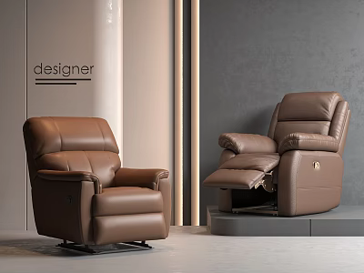 Brown Leather Reclining Massage Chairs With Modern Elegant Interior Design 3d model