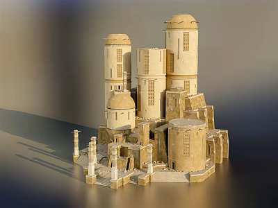 Intricate European Architecture Model Showcasing Stone Towers Domes and Columns Design 3d model