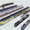 Modern Subway Trains In Various Colors With Different Designs And Styles