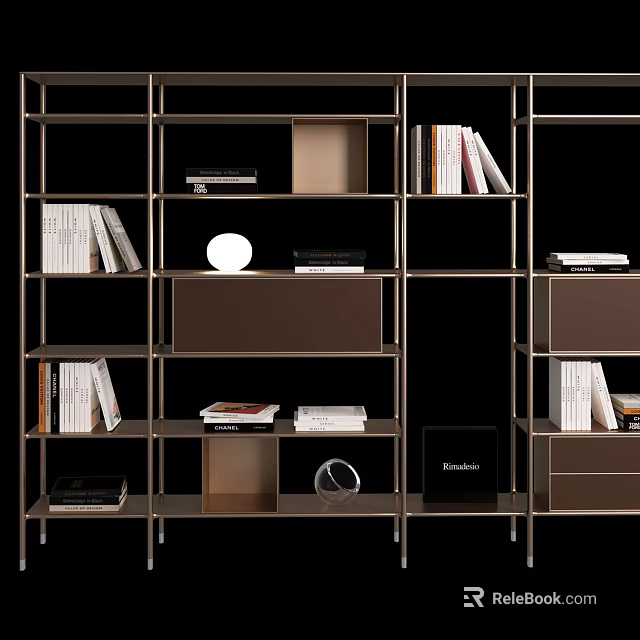 Modern Metal Frame Storage Shelving Unit With Multiple Shelves Books And Decorative Items 3d model 