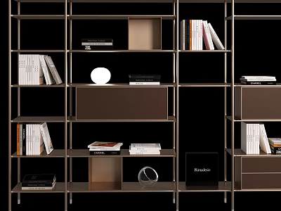 Modern Metal Frame Storage Shelving Unit With Multiple Shelves Books And Decorative Items 3d model