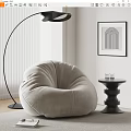 Single-person sofa leisure sofa lazy sofa side several floor lamp books 3d model