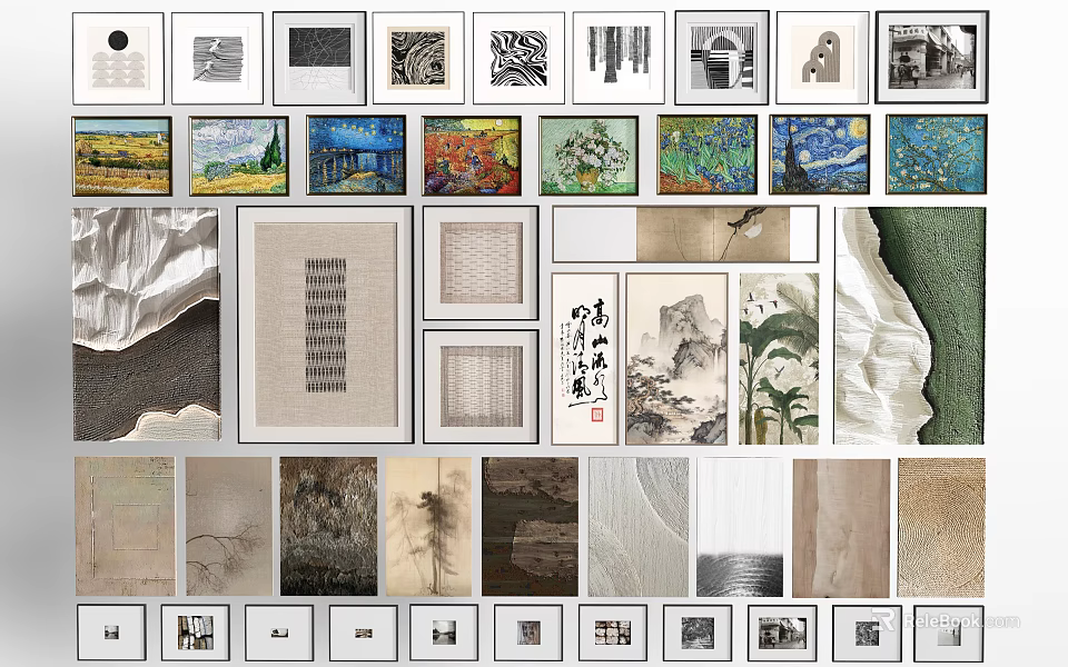 Other Various Artworks And Decorative Paintings In Diverse Styles And Frames 3d model 