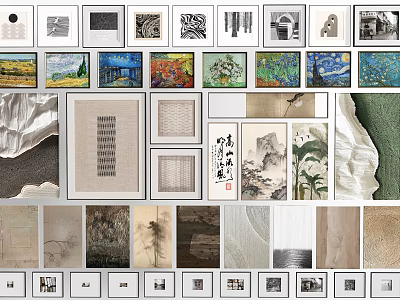 Other Various Artworks And Decorative Paintings In Diverse Styles And Frames 3d model