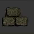 Natural Dry Hay Bales Stacked as Agricultural Plant Material in Rural Farm Setting