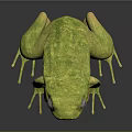 Realistic Green Frog With Large Eyes Smooth Skin On Black Reflective Surface
