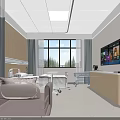 Modern Hospital Ward Interior With Medical Bed Window TV And Cabinets