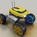 Yellow Explorer Utility Vehicle With Solar Panel Large Wheels And Blue Accents