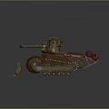 Vintage Rusted Military Tank With Front Shovel Cannon And Tracks