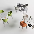 Modern Round Table And Multi Colored Chairs Dining Set For Home 3d model