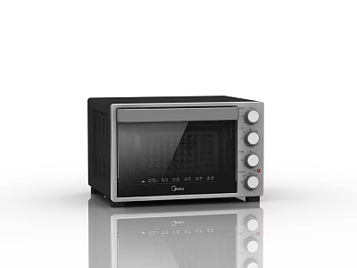 Sleek Black And Silver Midea Microwave Oven With Knob Controls For Kitchen 3d model