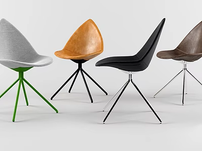 Streamlined Modern Accent Chairs In Various Colors With Stylish Metal Legs 3d model