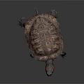 Detailed Close Up of Vibrant Turtle with Patterned Shell and Red Striped Head