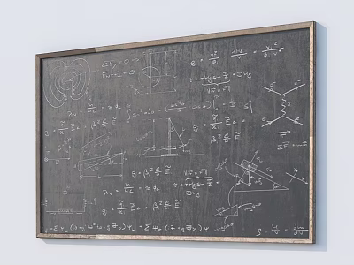 Metal Framed Mathematical Blackboard Wall Hanging With Formulas Charts And Geometric Figures 3d model