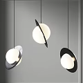 Modern Pendant Lights with White Globe and Black Ring Decor Design 3d model
