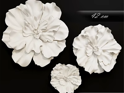White Flower Shaped Wall Decor with Three Different Sizes 42cm for Home Interior 3d model