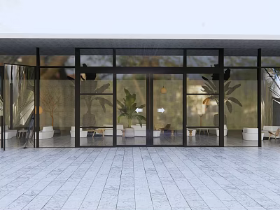 Modern Door Head Glass Door Curtain Wall Catering Construction Shop sliding door Glass revolving door Country restaurant Steel structure swing door 3d model