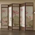 New Chinese-style Screen Partition Floor Lamp 3d model