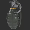 Green Military Grenade With Yellow Stripe And Pull Ring Classic Design
