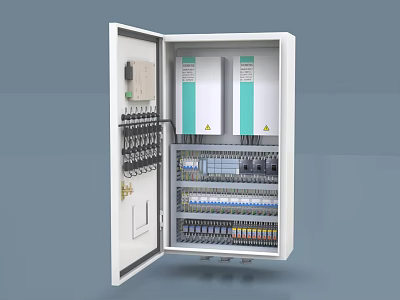 Industrial Control Cabinet Open Door Design With Electronic Components And Circuit Boards 3d model