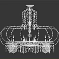 Elegant Crystal Chandelier With Intricate Beaded Structure And Sparkling Hanging Pendants