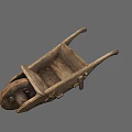 Old Wooden Wheelbarrow With Vintage Design Rustic Single Wheel And Antique Farm Features