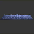Blue Circular Landscape With Textured Icy Surface On Square Base And Dark Background