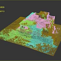 Pink Small Building Model Featuring Red Roof Balcony Colorful Graffiti Parking Lines And Bench