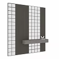 Modern Entryway Design With Wooden Wall Glass Tiles And Stone Shelf