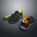 Black Casual Slip On Shoes With Yellow Inner Lining And Non Slip Sole For Daily Use