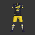 Complete Dark Blue Yellow Soccer Kit With Jersey Shorts And Socks