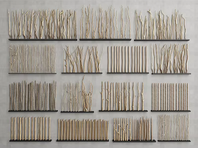 Natural Wood Room Dividers In Various Styles For Home Interior Decor 3d model