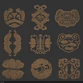 Traditional Chinese Wooden Carved Patterns with Various Fish Vase and Auspicious Designs on Blue Background