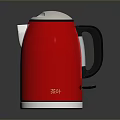 Red Modern Electric Kettle With Black Handle White Lid And Stainless Steel Base