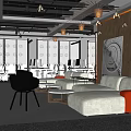Modern Public Office Space Interior With Open Layout Desks Sofa And Artwork 3d model