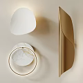 Elegant Modern Wall Lamps With White Curved Shades Gold Frames And Marble Accents