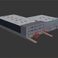 Modern Industrial Factory Building With Steel Structure Large Roof Glass Windows And Main Entrance