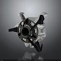 Heavy Duty Industrial Mechanical Device With Circular Rotary Structure White Frame And Black Blades