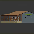 Small Cottage with Orange Tiled Roof Red Wooden Porch Railings Stone Base and Steps