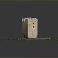 Traditional Stone Brick Tower Model Featuring Small Windows Grass Base And Stone Wall 3d model
